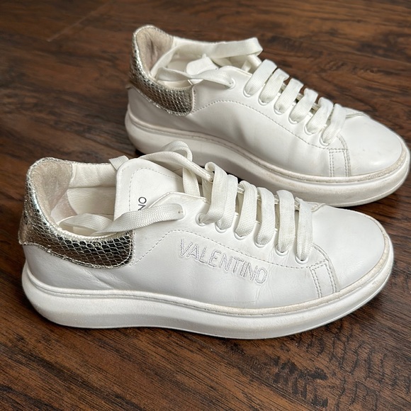 VALENTINO Leather Platform Sneaker 7, 7.5 - Picture 1 of 9